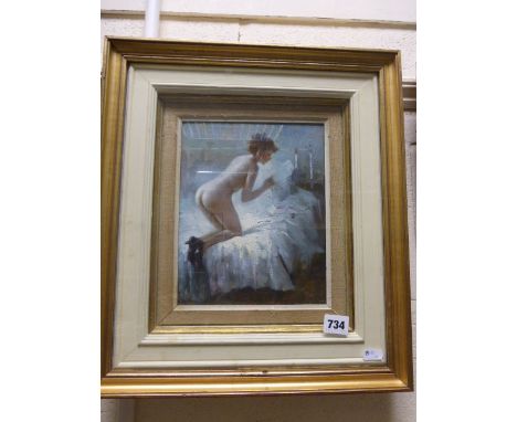 Studio framed impressionist portrait nude freyaliz in her boudoir  