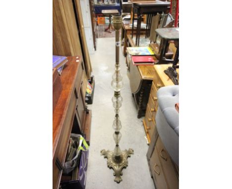 Ornate Gilt Metal and Glass Standard Lamp Base