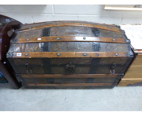 Victorian Wooden and Iron Bound Travelling Trunk
