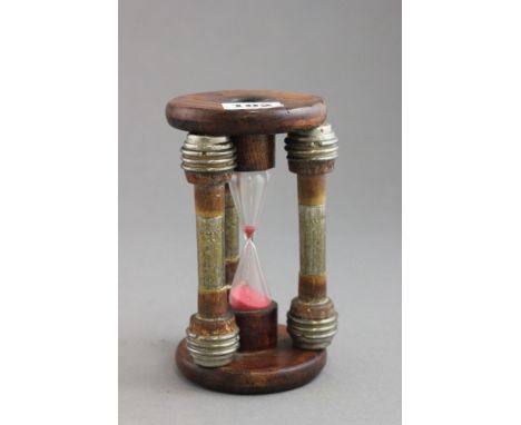 Turned Wooden Egg Timer with White Metal Mounts