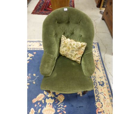 Victorian Green Upholstered Button Back Chair