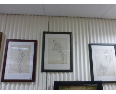 Three 1930's academicals figural portrait studies one signed Kennedy  