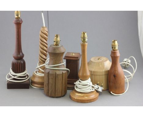 Six Turned Wooden Lamp Bases
