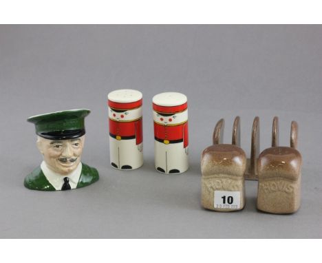 Group of Carltonware including Hovis Toast Rack, Hovis Salt & Pepper Pot, Retro Soldier Salt & Pepper Pots plus a Harrods Doo