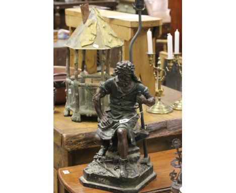 Spelter lamp in the form of a classical man  