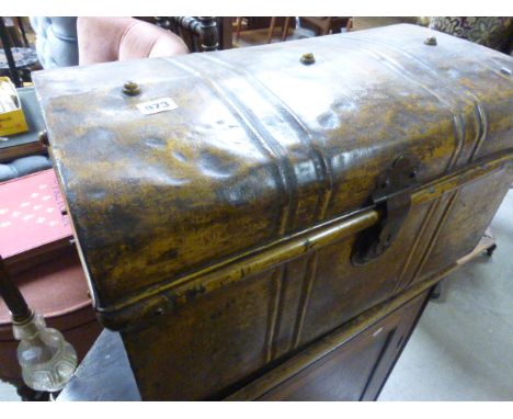 Victorian tin travelling trunk