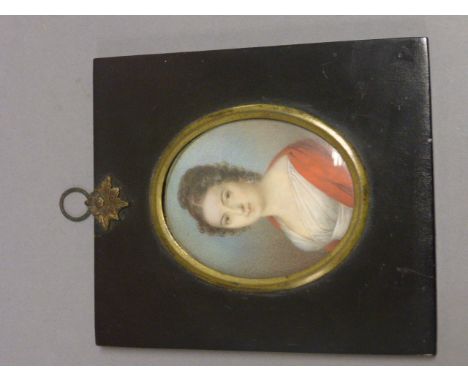 19th century Miniature Portrait of a Young Lady in an Ebonised Frame
