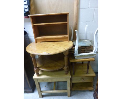 Circular Pine Coffee Table, Beech Square Coffee Table, Small Pine Bedside Cabinet, Pine Shelf, Brass Top Folding Table, Foots