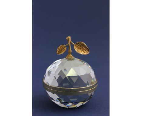Boxed Swarovski Silver Crystal Gold King Apple Photo Stand, 7504 060 001G with Swarovski Leaflet