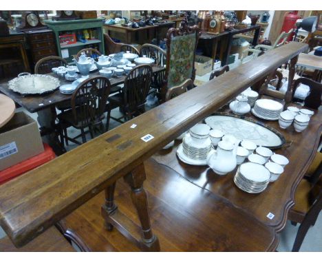 Antique fruit wood cherry pickers bench on turned legs  