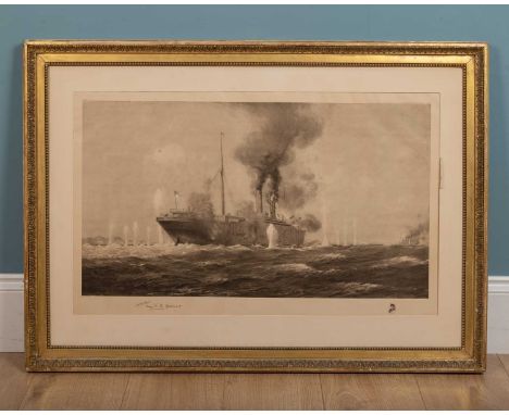 Percy Frederick Seaton Spence (1868-1933) The auxiliary cruiser ‘Carmania’ engaging the German armed cruiser ‘Cap Trafalgar’ 