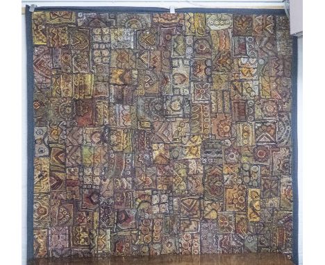 JAMANEER PATCHWORK WALL HANGING, vintage Indian, with metallic Zari threads, 200cm x 250cm.