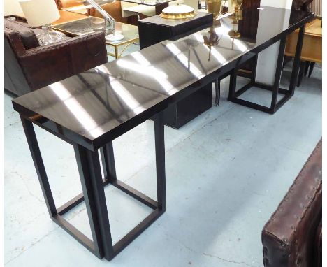 CONSOLE TABLE, black gloss, 55cm D x 81cm H x 246 Long.