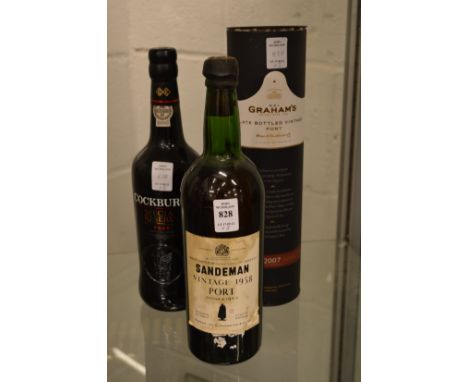 Sandeman vintage port 1958, one bottle, together with a bottle of Grahams late bottled vintage port 2007 and Cockburns specia