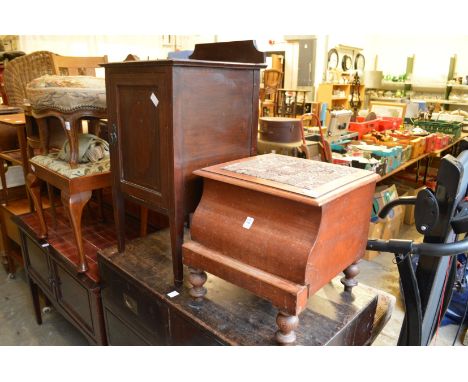 A step commode and pot cupboard.