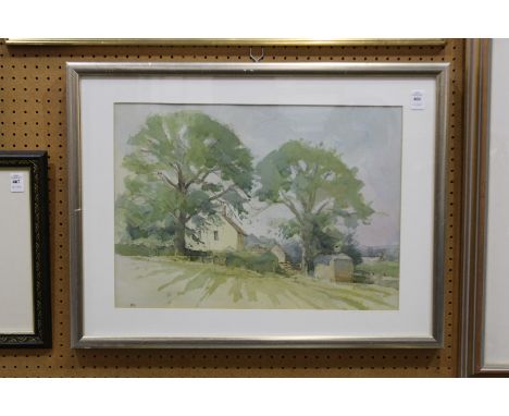 River landscape with sailing ships, oleographic print, in gilt frame.