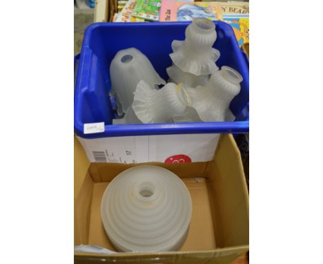 Frosted glass lamp shades.