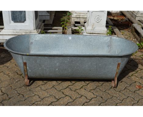 A large galvanised bath/planter.