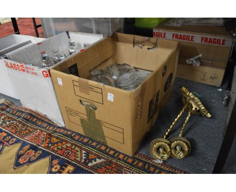 Ormolu light fitting and various glass shades etc.