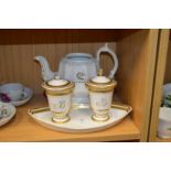 A porcelain ink stand and tea pot (af).