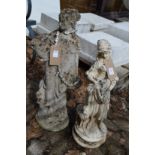 Two composite garden figural ornaments.