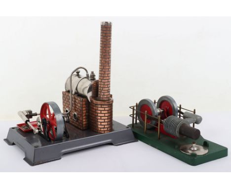 Three Live Steam Static Engines, Phoenix Arizona Solar Engines, live steam  two cylinder stationary engine (L.20cms) Wilesco 