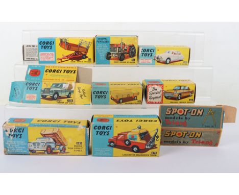 Eight Original Corgi Toys Empty Boxes, 62 Farm Tipping Trailer,with Corgi club leaflet excellent, 66 Massey Ferguson 165 Trac