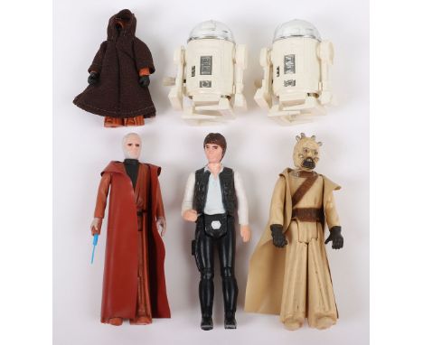 Four Loose Vintage Star Wars Action Figures, Ben (Obi-Wan) Kenobi, complete with vinyl cape, blue standard lightsabre, grey h