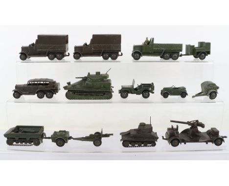 Quantity  of Early Issue Military Dinky Toys including: 151a Medium Tank with chain tracks/aerial,  2 post war x 151b six whe