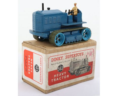 Dinky Supertoys 563 Blaw Knox Heavy Tractor, scarce dark blue body, mid blue rollers ,green rubber tracks, in excellent origi