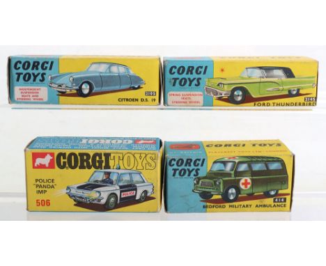Four Original Corgi Toys Empty Boxes, 210S Citroen D.S. 19, very good, tiny tear to one inner tabs, 214S Ford Thunderbird ver