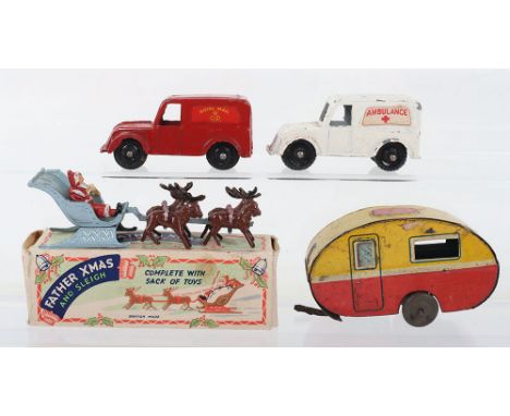 Benbros Father Xmas and Sleigh complete with sack of toys, in excellent original boxed condition, two Charbens diecast vans ‘