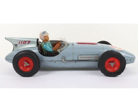 Toyiyama (Japan) Tinplate Battery Operated Firebird Race Car, Indianapolis 500, 1107 on rear fin, litho printed body, racing 