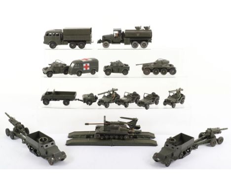 A Quantity of Unboxed French Dinky Toys Military Models, including: 2 x 80B Willys Jeeps, 2 x 80e Obusier ABS 155mm guns, 80F