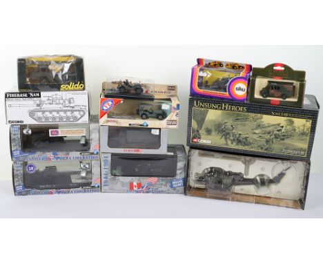 Boxed Military Models, Corgi US 50302 M48-A3 Patton Tank USMC 1:50 scale, Corgi Unsung Heroes UH-1C-Huey Gunship Helicopter, 