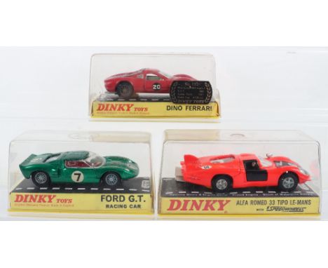 Dinky Toys 210 Alfa Romeo 33 Tipo Le-Mans, fluorescent orange/black body, white interior, cast wheels, racing no ‘36’ with tr