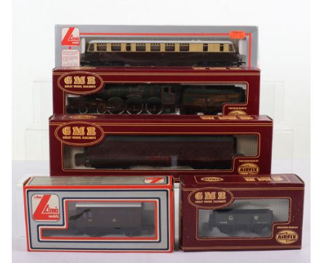 Boxed Airfix and Lima 00 gauge locomotives and rolling stock, Airfix GWR 2-6-2 Prairie tank loco, 0-4-2 1400 class tank loco,
