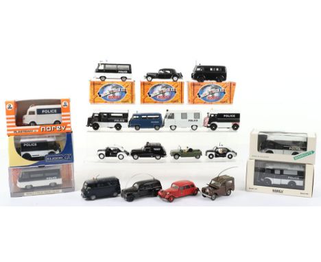 Norev Collection of Diecast/Plastic Police Vehicles, including boxed Peugeot D3A, Traction Gendarmerie 1953, Peugeot J7 1965 