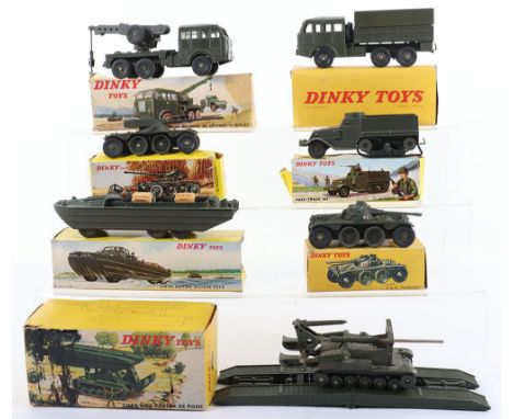 Quantity of French Dinky Toys Military Models, including: 80D Berliet All Terrain 6x6 truck (missing one end flap to box)  81