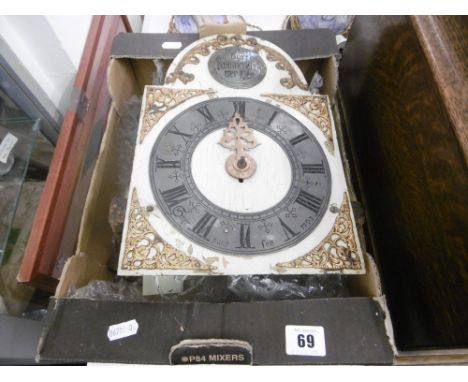 A GERMAN LONG CASE CLOCK MOVEMENT AND ENAMELED DIAL