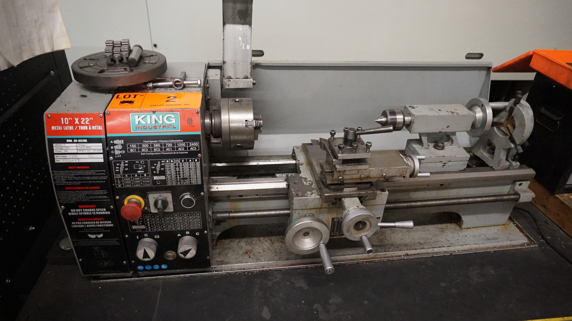 KING INDUSTRIAL 10X22 BENCHTOP METAL LATHE WITH 10" SWING OVER BED, 22