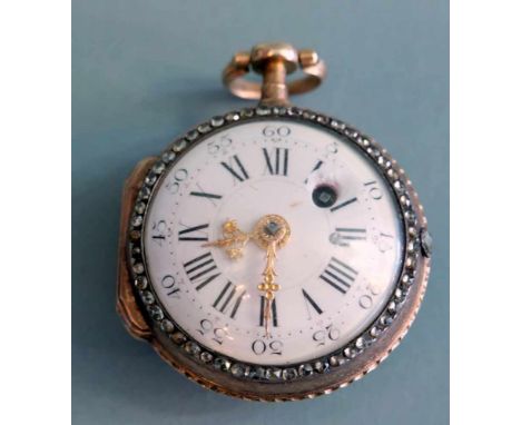   Spindeltaschenuhr mit Diamantkranz  Spindeltaschenuhr mit Diamantkranz   18 K Gold. Sehr fein gearbeitete Spindeltaschenuhr