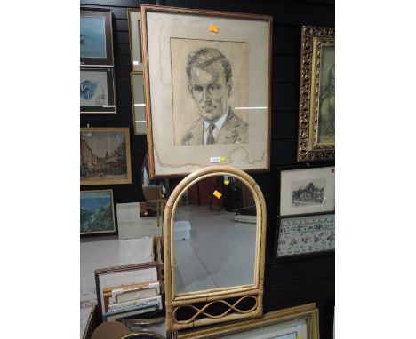An original portrait sketch of a 1950's Dandy and mirror