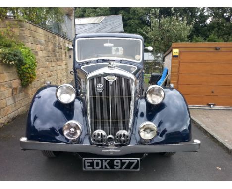 A classic car. A 1938 Wolseley 14/60, with 1818cc six cylinder engine, EOK977. Having full engine rebuild, new leather interi