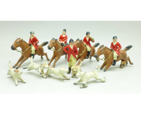 Painted lead hunting figures 