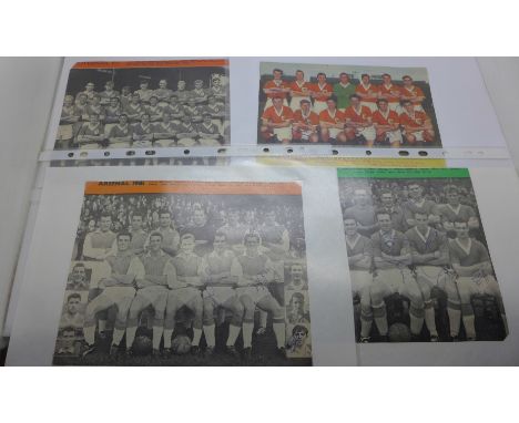 Autographed football team pictures from 1950's and 1960's including Stoke, Liverpool, Ipswich, Arsenal, Everton, Blackpool an