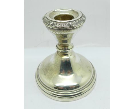 A silver candlestick, Adie Bros., 10cm 