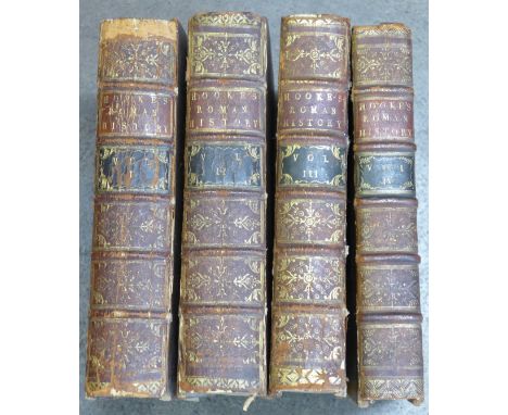 Four volumes;- The Roman History from the Building of Rome to the Ruin of The Commonwealth, by Nathaniel Hooke, vol.1 third e