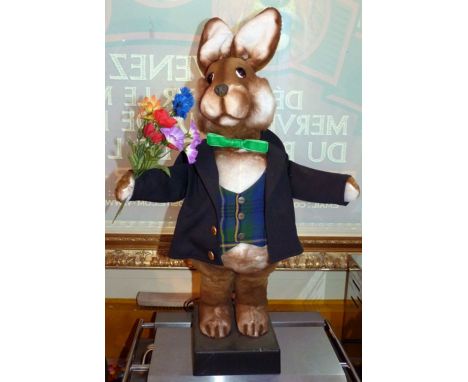 Rabbit in love Bunny in love with bouquet of field flowers. Electrified window display automaton with 2 movements in good wor