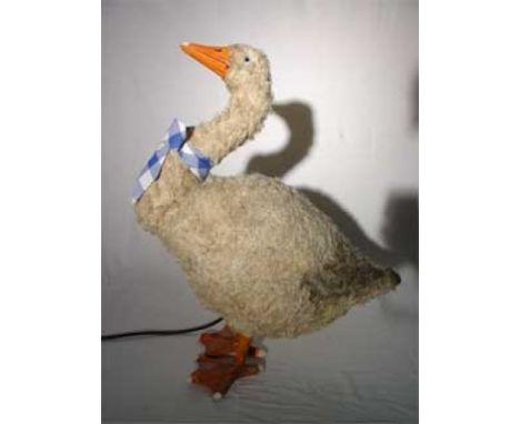 Goose Wooden and plush life size goose automaton with 2 electric movements. (FR) Dimensions: 0,80 x 0,60 x 0,40